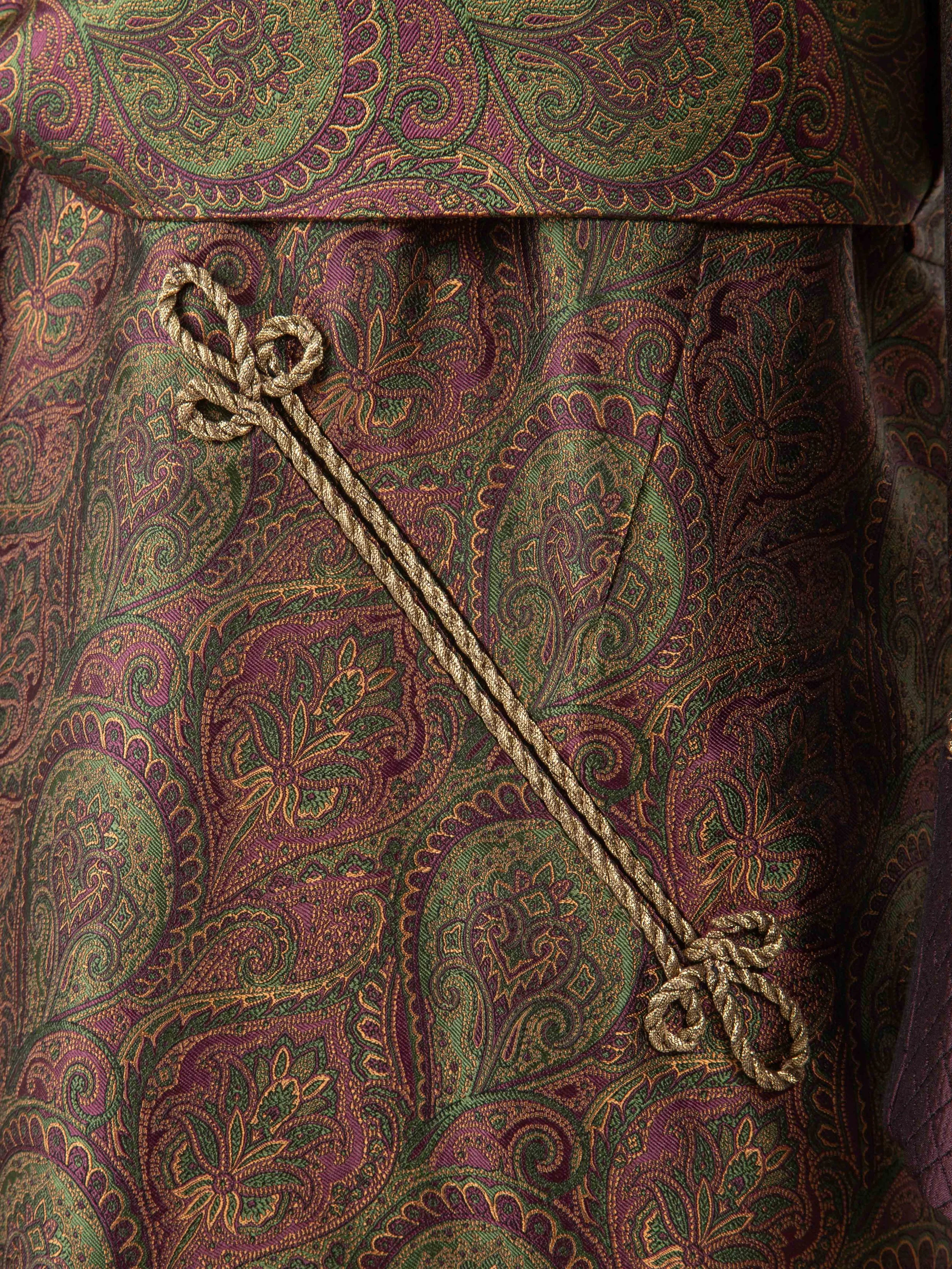 Forest Green & Purple Paisley Fully Silk Lined Jacquard Luxury